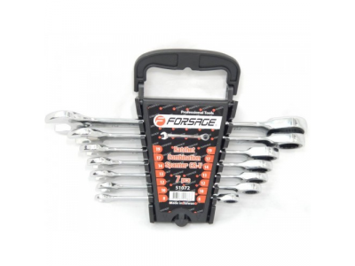 Набор ключей комбинированных трещоточных 7пр. (8,10,12,13,14,17,19мм)в пластиковом держателе от FORSAGE Набор ключей комбинированных трещоточных 7пр. (8,10,12,13,14,17,19мм)в пластиковом держателе