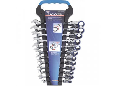 Набор ключей трещоточных с полукарданом 72 зуба 12пр. от LICOTA Набор ключей трещоточных с полукарданом 72 зуба 12пр.