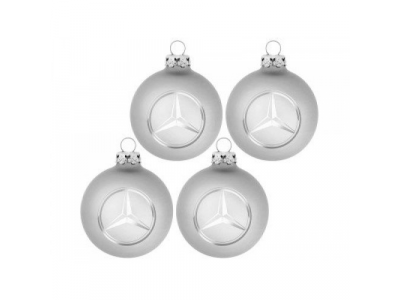 Набор из четырех елочных шаров Mercedes-Benz Christmas Balls, Silver от Mercedes Набор из четырех елочных шаров Mercedes-Benz Christmas Balls, Silver