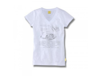 Женская футболка Volkswagen Beetle T-Shirt, Beauty Coming Soon, Ladies, White от VAG Женская футболка Volkswagen Beetle T-Shirt, Beauty Coming Soon, Ladies, White